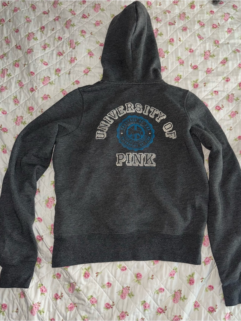 Y2K Gray Victoria's Secret PINK zip up hoodie
